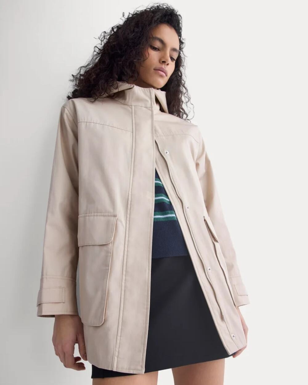 NWT Everlane Long Sleeve Hooded Trench Field Jacket Peyote Women's Medium